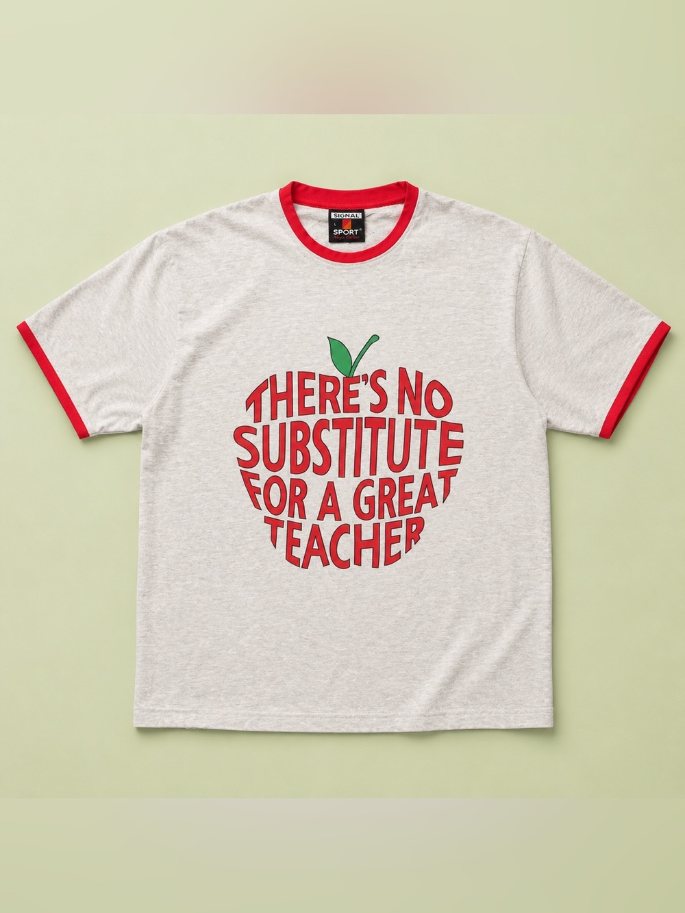 Vintage Signal Sport Ringer T Shirt Large Great Teacher Apple Graphic Tee
